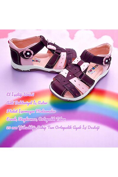 BEEBRON Orthopedic Girl's Sandals Rainbow Series Gku2404P Burgundy Powder