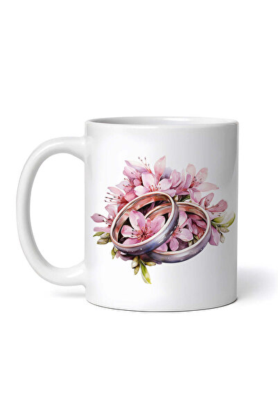 OEM Cană albă personalizată, parfum de vară cu inele de nuntă, INOVATIX®. 330ml