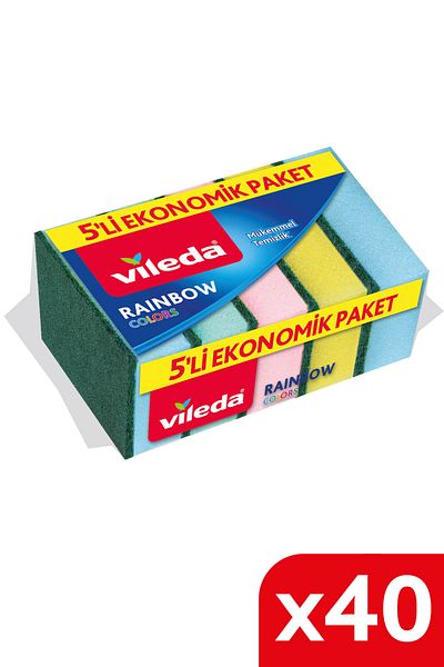 Vileda Rainbow Dish Sponge - 40 Pack, Set of 5