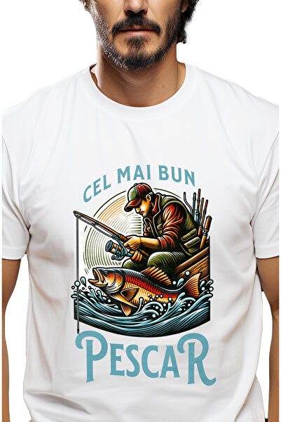 StoryGift Romania Tricou Barbati Cel Mai Bun Pescar Cu Imprimeu Pe Fata, 100%...
