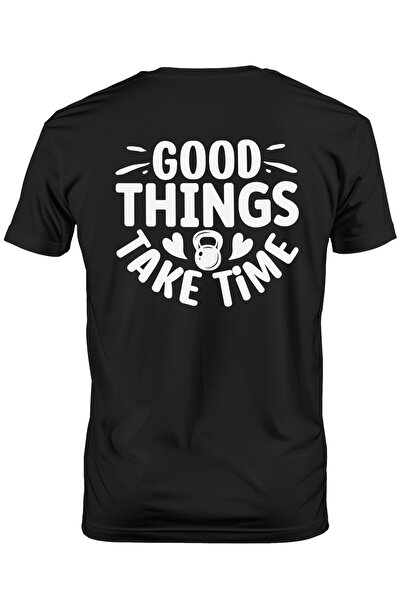 StoryGift Romania Tricou Barbati Cu Inimioare Si Mesajul "good Things Take Time" - Lucrurile Bune Necesita T Stg