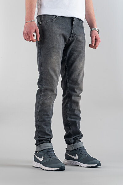 bombe Blugi din denim pentru bărbați, croială slim, croială îngustă, gri