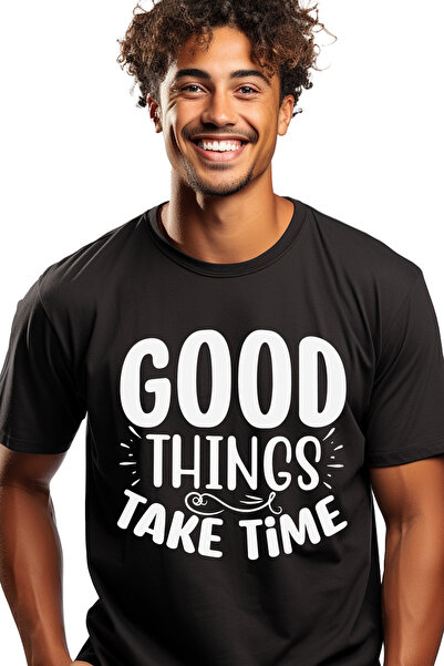 StoryGift Romania Tricou Barbati Cu Textul In Engleza "good Things Take Time" - Lucrurile Bune Necesita Timp Stg