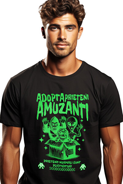 StoryGift Romania Tricou Barbati Adopta Prieteni Amuzanti Monstru Extraterest...
