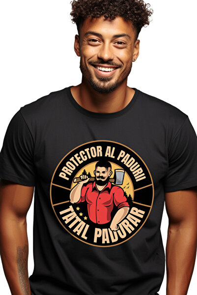 StoryGift Romania Tricou Barbati Tatal-padurar Cel Mai Bun Tata Familie Cu Im...