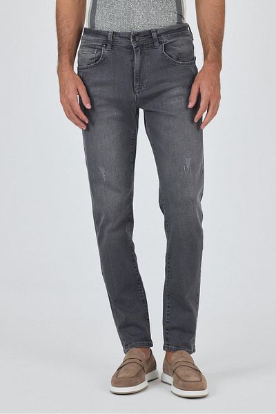 İmza Gray Gabardine 5 Pocket Straight Leg Casual Slim Fit Cotton Denim Trousers 1023250150