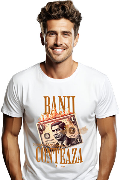 StoryGift Romania Tricou Barbati Banii Conteaza Tu Nu, Bancnota Dolar In Flac...