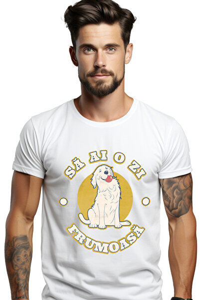 StoryGift Romania Tricou Barbati Caine Fericit Text Sa Ai O Zi Frumoasa, Iubi...