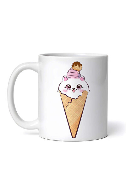 OEM Cană albă personalizată, Pisică într-un cornet de înghețată, INOVATIX®. 3...