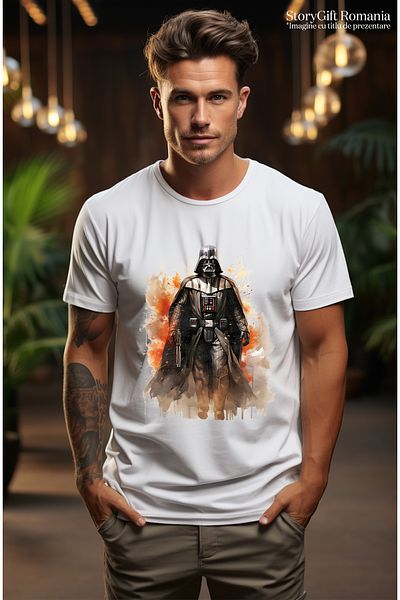 StoryGift Romania Tricou bărbătesc Darth Vader, Star Wars, SF, Răufăcători, Anakin Skywalker, cu imprimeu Stg
