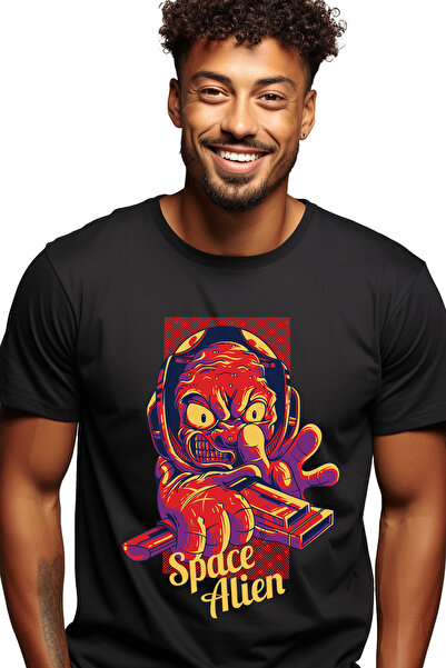 StoryGift Romania Tricou Barbati Cu Astronaut Urat Rosu, Text In Engleza Spac...