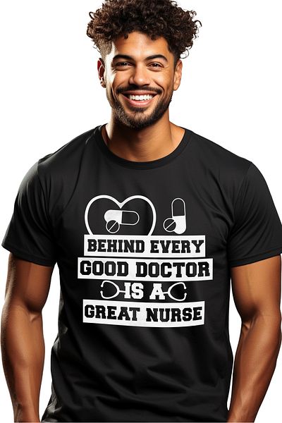 StoryGift Romania Tricou Barbati Cu Pastile Si Textul "in Spatele Fiecarui Doctor Bun Se Afla O Asistenta gr Stg