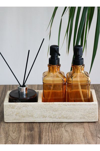 Gemboss Βάση δοσομετρητή σαπουνιού από μάρμαρο Travertine