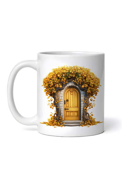 OEM Εξατομικευμένη λευκή κούπα, Μαγική πόρτα στο κίτρινο δέντρο, INOVATIX®. 3...