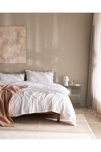 Madame Coco Justine King Size 100% Cotton Bedding Set - White/Powder