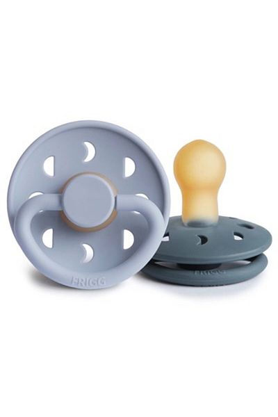Frigg 0-6 Months Moon Phase Double Rubber Pacifier - Powder Blue / Slate
