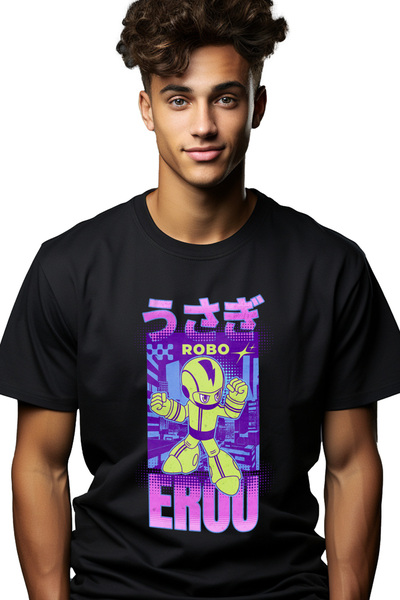 StoryGift Romania Tricou Barbati Robo Erou Joc Video Desene Animate Copii Cu Imprimeu Pe Fata, 100% Bumbac, Stg