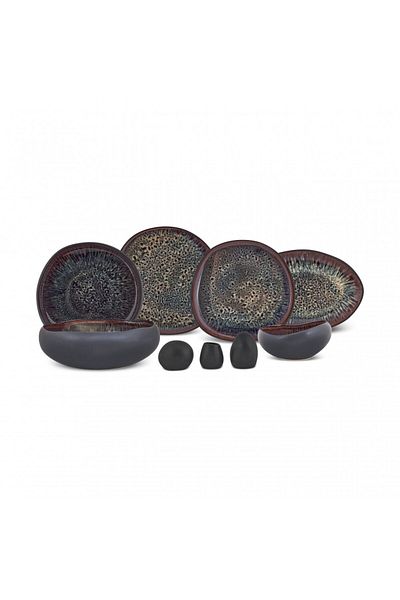 Karaca Karaca Earth Collection Galactic 55-teiliges Tafelservice für 12 Personen – Schwarz