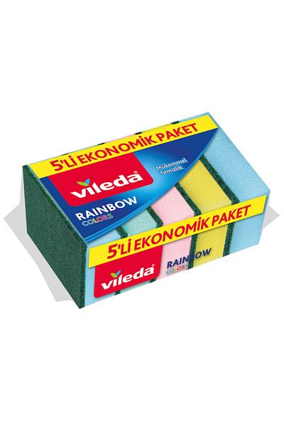 Vileda Set of 5 Rainbow Dish Sponges