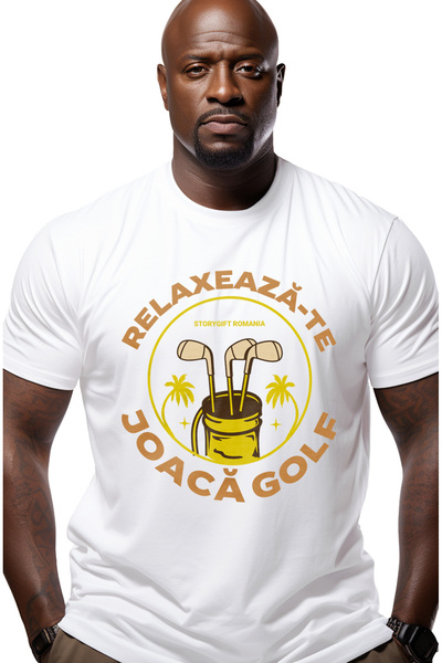 StoryGift Romania Tricou Barbati Crose De Golf, Text Relaxeaza-te Joaca Golf ...