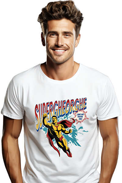 StoryGift Romania Tricou Barbati Super Gheorghe, Supererou Sunt Aici Pentru T...