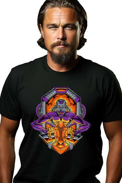StoryGift Romania Men's T-shirt With Monster, Crystal, Robot, Arms, Cables, Sci Fi, Mecha, With Print On Stg