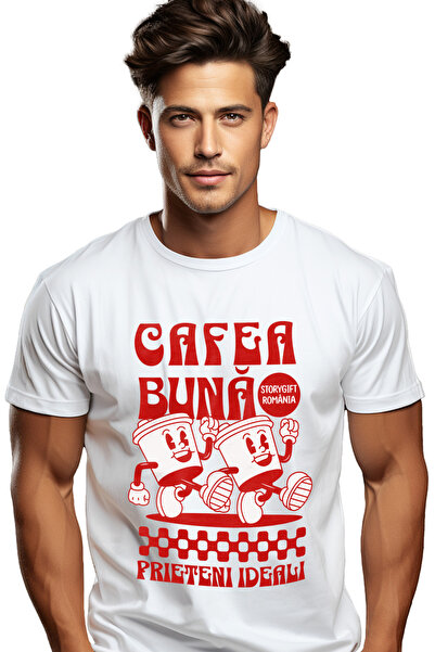 StoryGift Romania Tricou Barbati Cafea Buna Energie De Dimineata Prieten Idea...