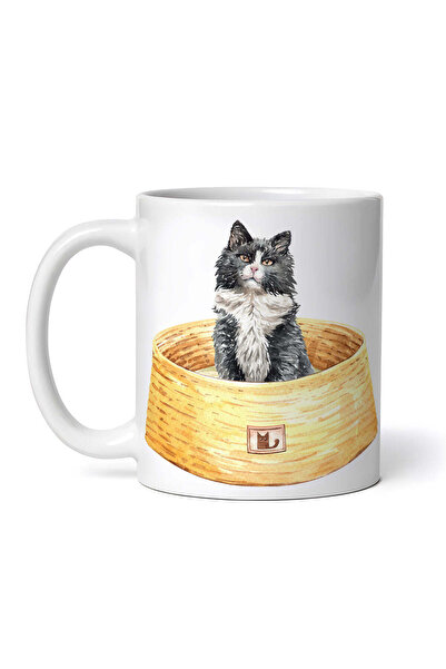 OEM Εξατομικευμένη λευκή κούπα, Γάτα στο κρεβάτι της, INOVATIX®. 330ml