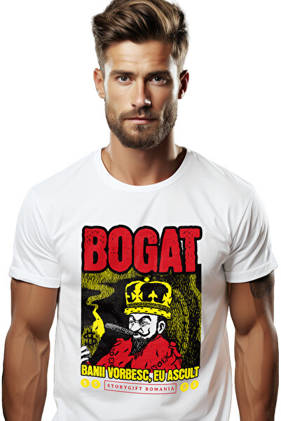 StoryGift Romania Tricou Barbati Rege Cu Trabuc Bogat Banii Vorbesc, Eu Ascul...