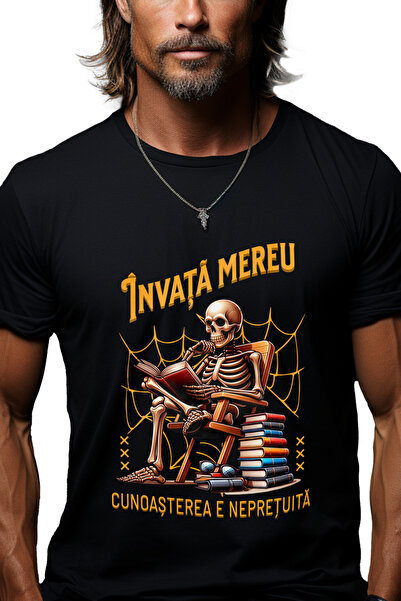 StoryGift Romania Tricou Barbati Invata Mereu, Cunoasterea E Nepretuita Schel...