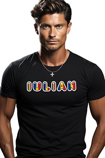 StoryGift Romania Tricou Barbati Cu Numele Iulian, Romania, Suporter, Steagul...