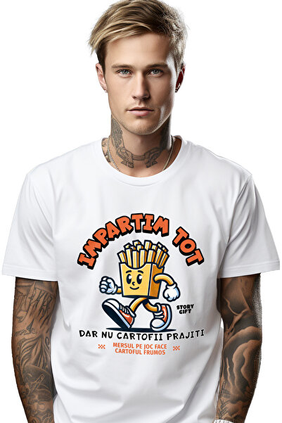 StoryGift Romania Tricou Barbati Cartofi Prajiti Mergand Fericiti Impartim Da...