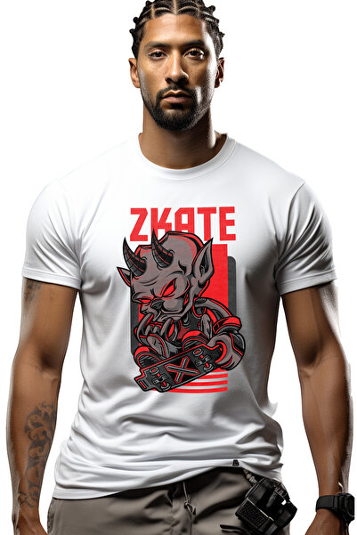 StoryGift Romania Tricou bărbătesc cu demon roșu pe skateboard, skate, diavol...