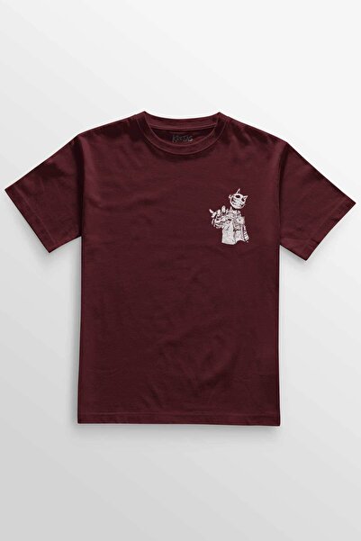 Kretas Unisex bordo T-shirt Jester J Smile Venom gotička maska ulična minimal...
