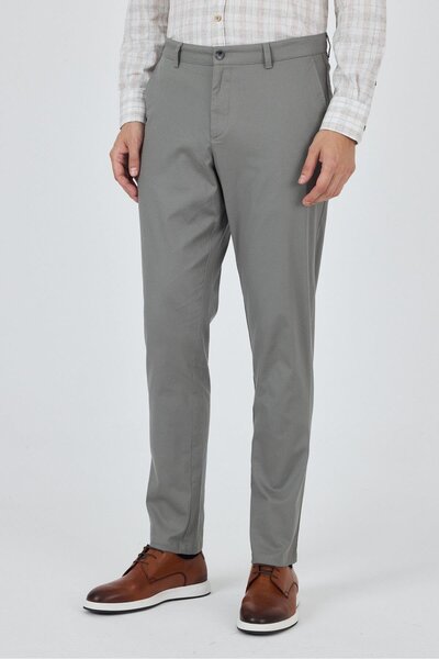 İmza Füme Gabardin Yan Cep Düz Paça Comfort Fit Pamuklu Casual Chino Pantolon 1003250121