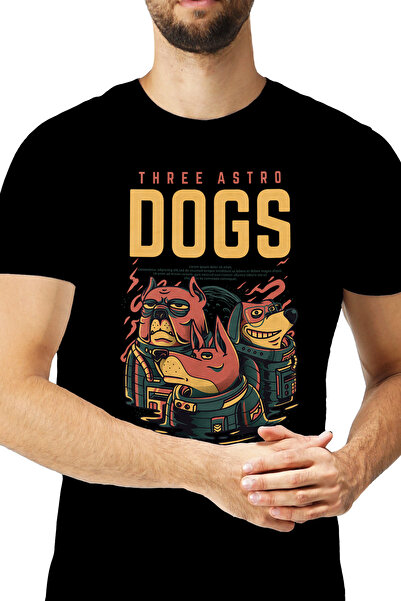 StoryGift Romania Tricou Barbati Cu Echipa Trei Caini In Costume Spatiale, Te...