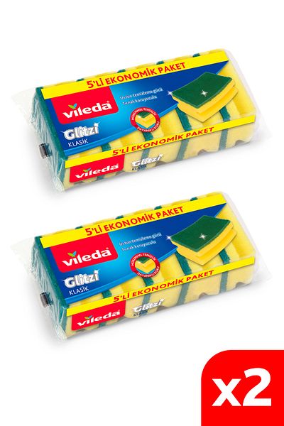 Vileda Green Sponge - 2 Pack of 5 Classic Corrugated