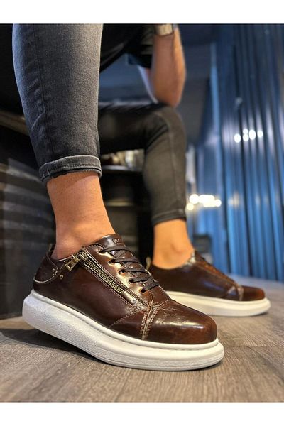 Knack Γυαλιστερό καφέ ψηλή σόλα casual παπούτσια 555