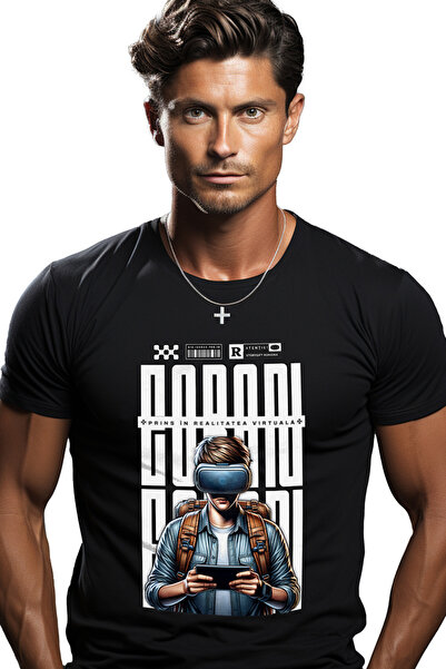 StoryGift Romania Tricou Barbati Baiat Cu Ochelarii Vr Prins Realitatea Virtu...