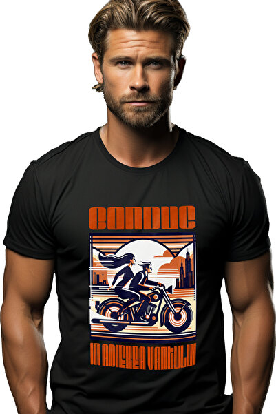 StoryGift Romania Tricou Barbati Cuplu Pe Motocicleta Text Conduc In Adierea ...