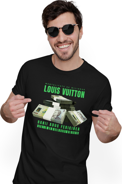 StoryGift Romania Tricou Barbati Louis Vuitton - Banii Aduc Fericirea Cu Impr...