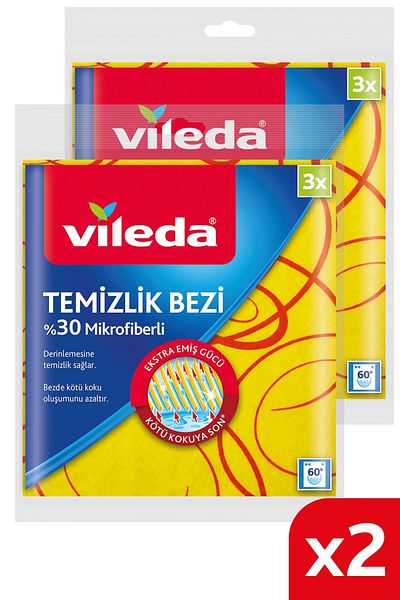 Vileda 30% Microfiber 2 Pack of 3 Kitchen Diapers