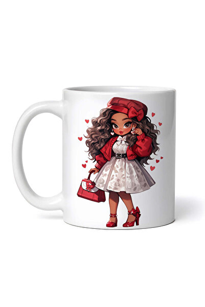 OEM Εξατομικευμένη λευκή κούπα, Valentine Girl Girl in white dress, INOVATIX®...
