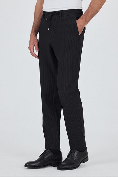 İmza Black Flexible Side Pocket Casual Comfort Fit Jogger Trousers 1003250117