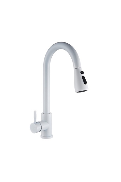 Blackswan Design Baterie chiuveta bucatarie, Blackswan, Tip M67 cu 2 moduri si buton Pauza, model alb, 39 cm