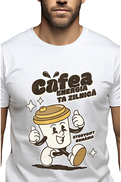 StoryGift Romania Tricou Barbati Cafea, Energia Ta Zilnica Dimineata Aroma Cu...