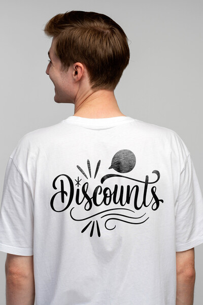 StoryGift Romania Tricou bărbătesc cu textul „reduceri” - Reduceri la prețuri...