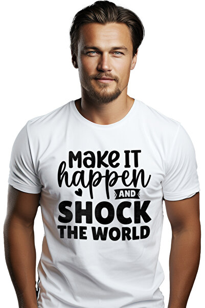 StoryGift Romania Tricou bărbătesc cu mesajul „make It Happen And Shock The W...