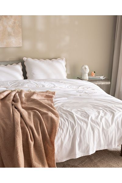 Madame Coco Justine King Size 100% Cotton Bedding Set - White/Powder