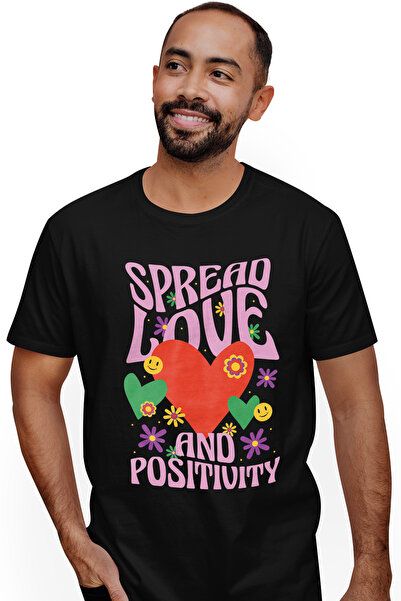 StoryGift Romania Tricou Barbati Cu Mesajul Spead Love, Inima Rosie, Optimist...